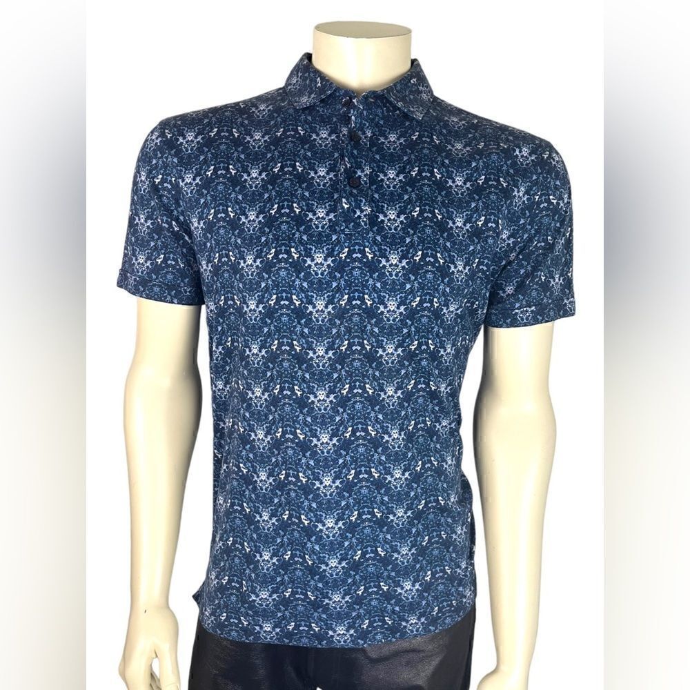 J. Lindeberg Slim Fit S/S Polo Abstract Print on Lux Jersey Fabric Like New XL